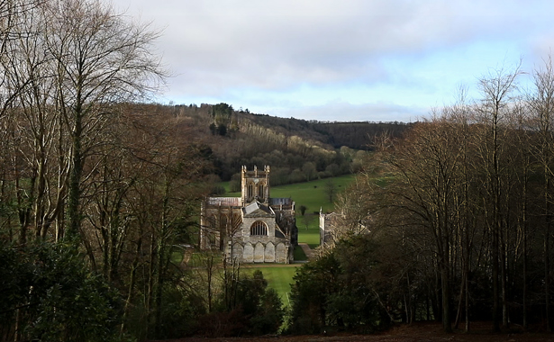 Milton Abbey School with trees in the foreground